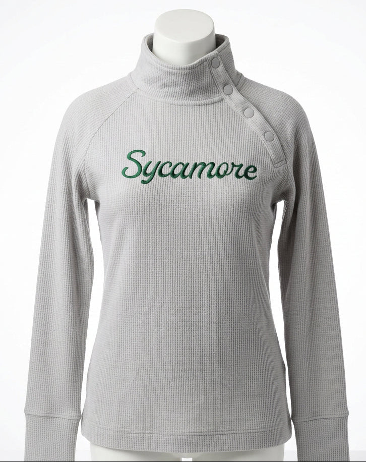 Ladies - Waffle Fleece - Snap Neck