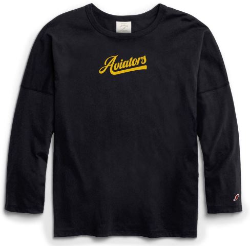 Tee - Long Sleeve - Ladies Oversized Long Sleeve Tee with logo in Gold or Green