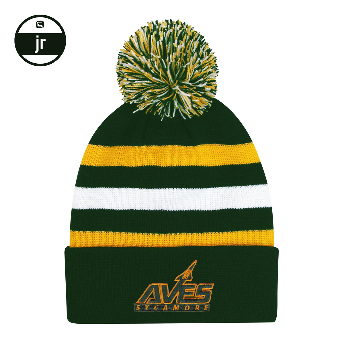 Youth - Beanie - Striped with Pom