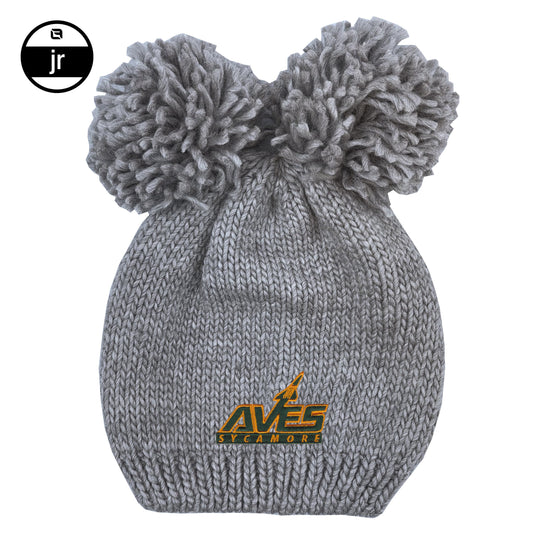Youth - Heathered Grey - Double Pom Winter Hat