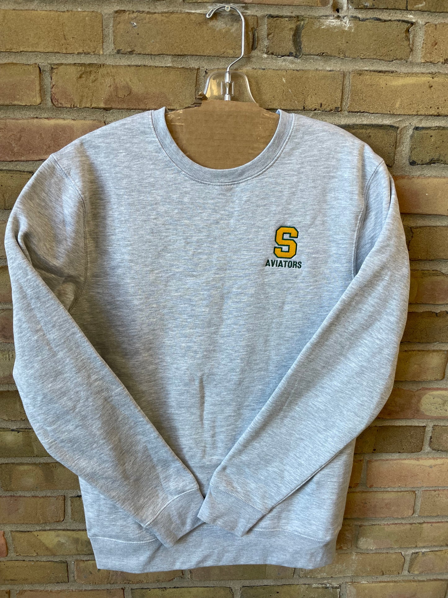 Adult Crewneck - Heathered Grey Embroidered Sweatshirt