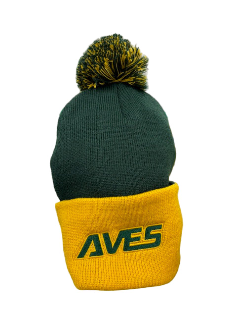Beanie - Green & Gold Pom
