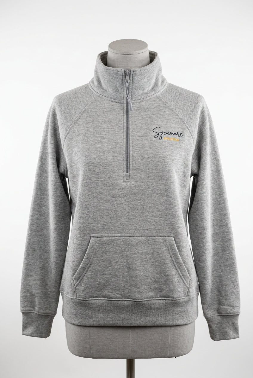 Ladies - 1/4 Zip - Grey Embroidered