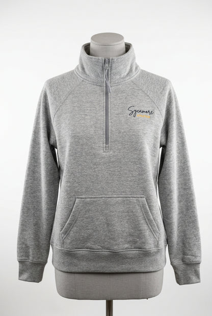 Ladies - 1/4 Zip - Grey Embroidered