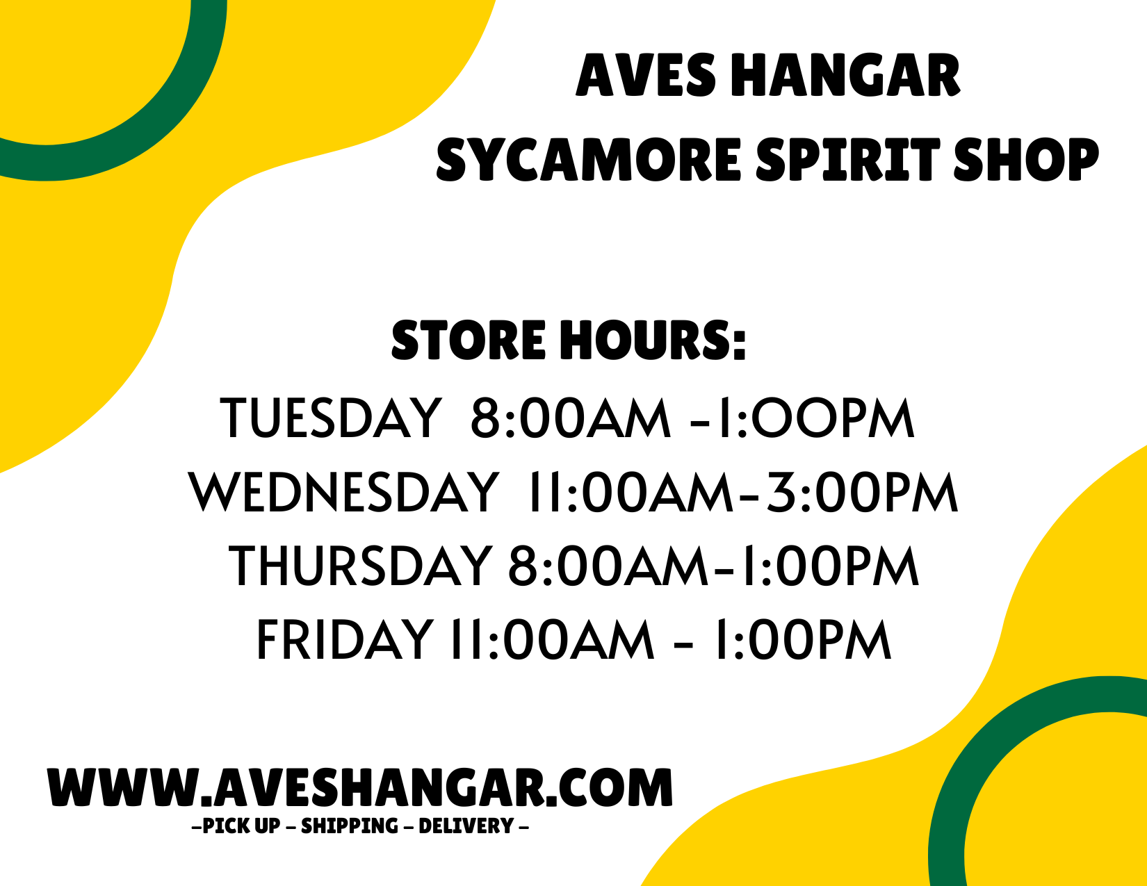 Aves Hangar Sycamore Spirit Shop