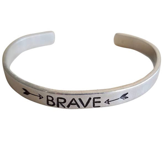 Jewelry - Silver OR Rose Gold - Mantra Cuff Bracelet - BRAVE
