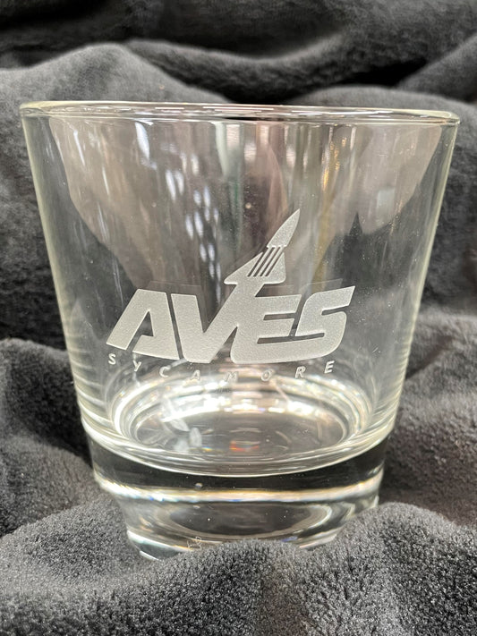 Glasses - Short Highball Glass with AVES logo etched on front (qty 2)