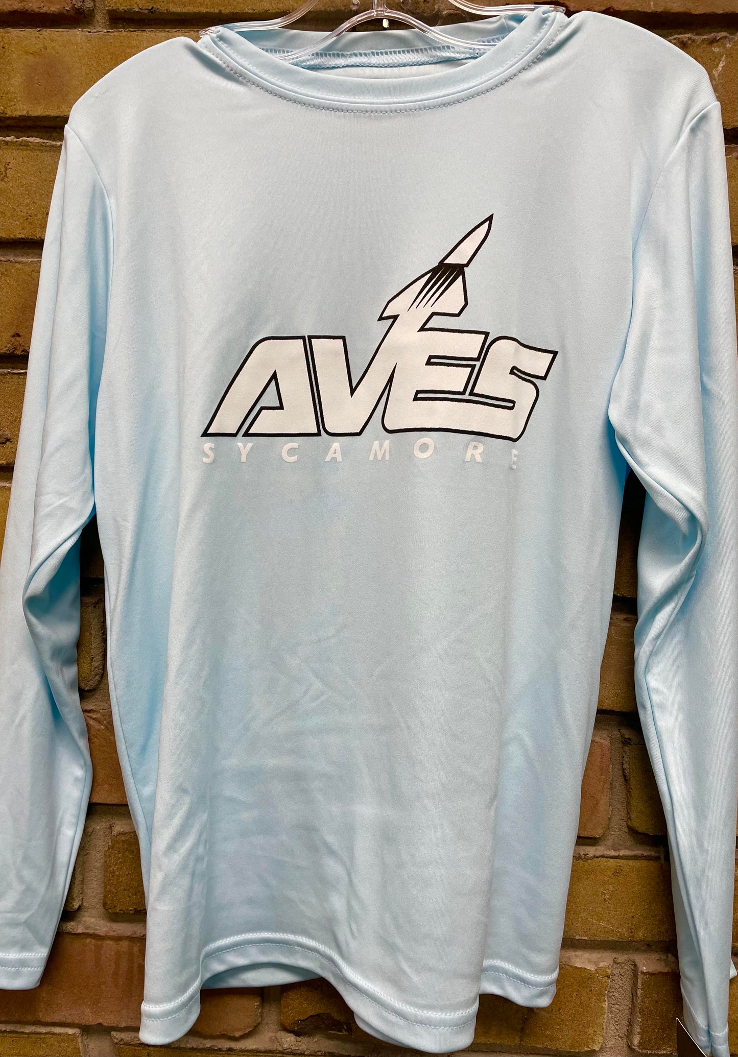 Tee - YOUTH - Long Sleeve - Performance in Pastel Mint Blue