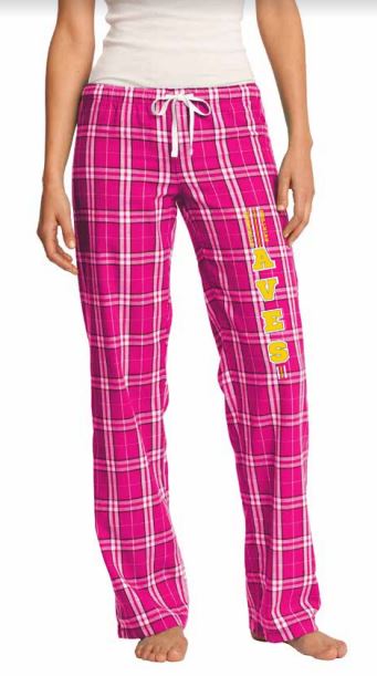 Flannel Pants - LADIES --- Pink/White  OR  Black/White